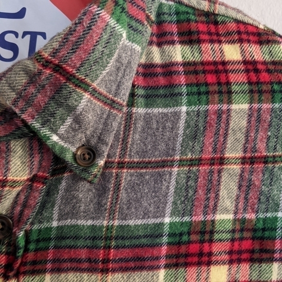 lands END size Medium 15-15.5 Men’s Cotton Flannel Plaid Button Down Shirt - Picture 4 of 7